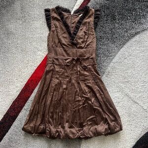 Amelia Toro Brown Ruffled Mini Dress